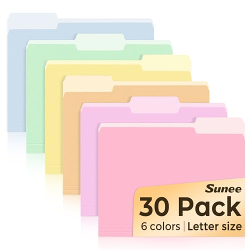 Eco-Friendly SUNEE File Folders, 30 Pack Manilla Folders 8.5 x 11, Set
