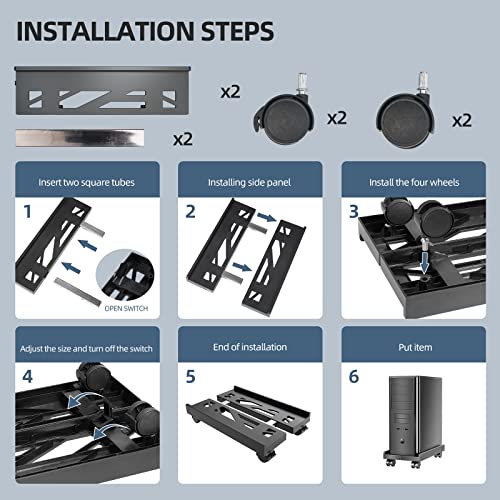 Eco-Friendly Adjustable Mobile CPU Stand, Ventilated Computer Tower Stand with Set